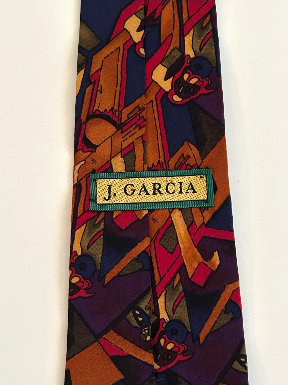 Jerry Garcia Silk Tie - Blue Red Orange Purple Abstract